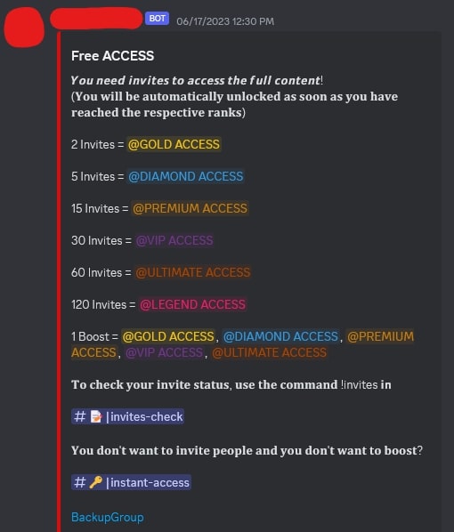 Image of how to get free access by inviting people